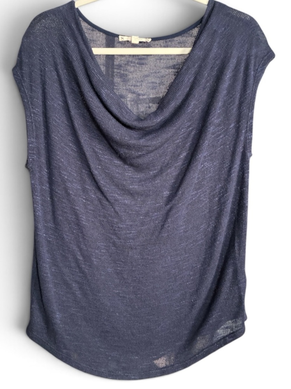Joie Soft Lightweight Navy Cowl Neck Women’s Sweater Short Cap Sleeve Small